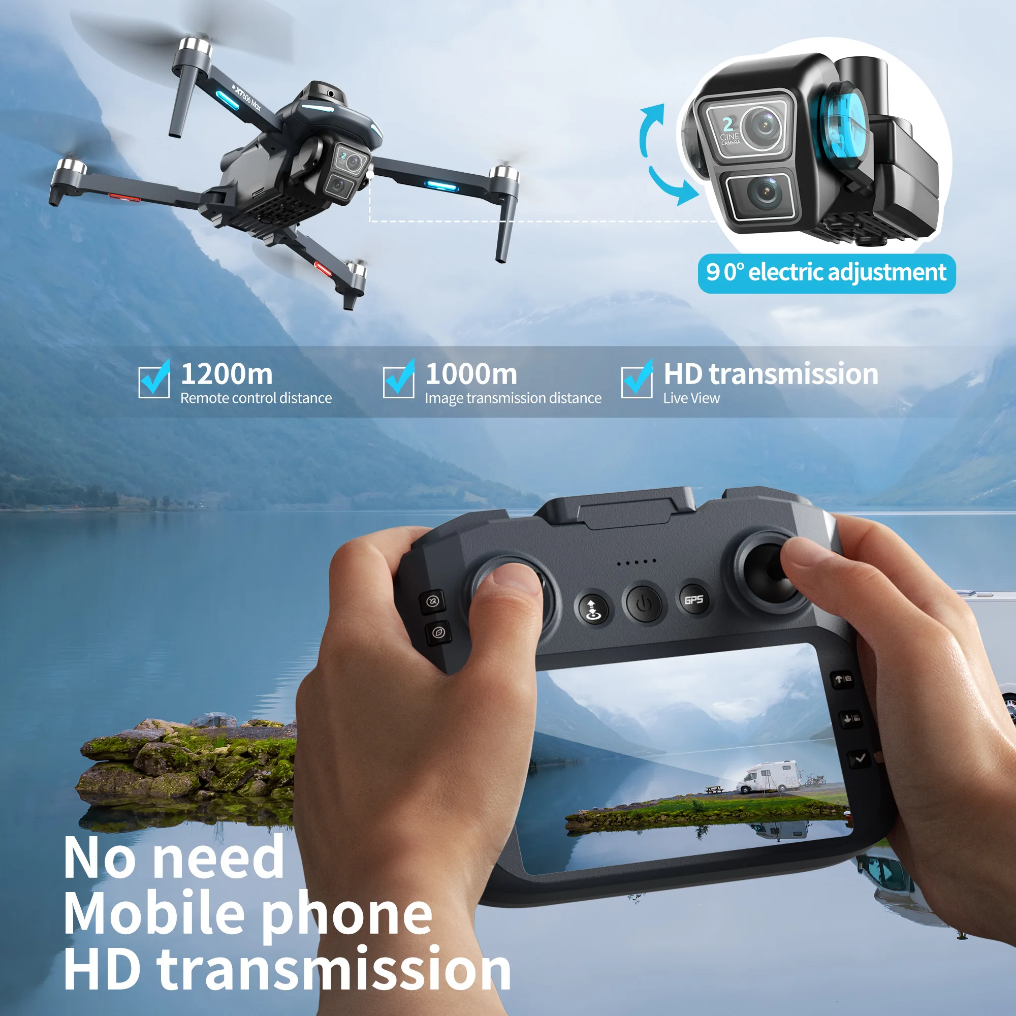 Lenovo XT606 MAX GPS Drone 4k  - đánh giá và giá Drone Gps Mount