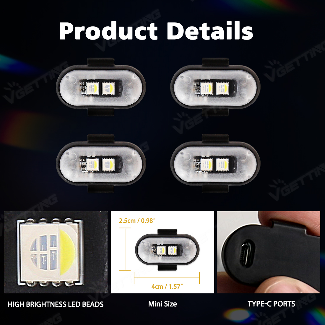 4Pcs Mini Drone Strobe Light 8 - đánh giá và giá Drone Led Light