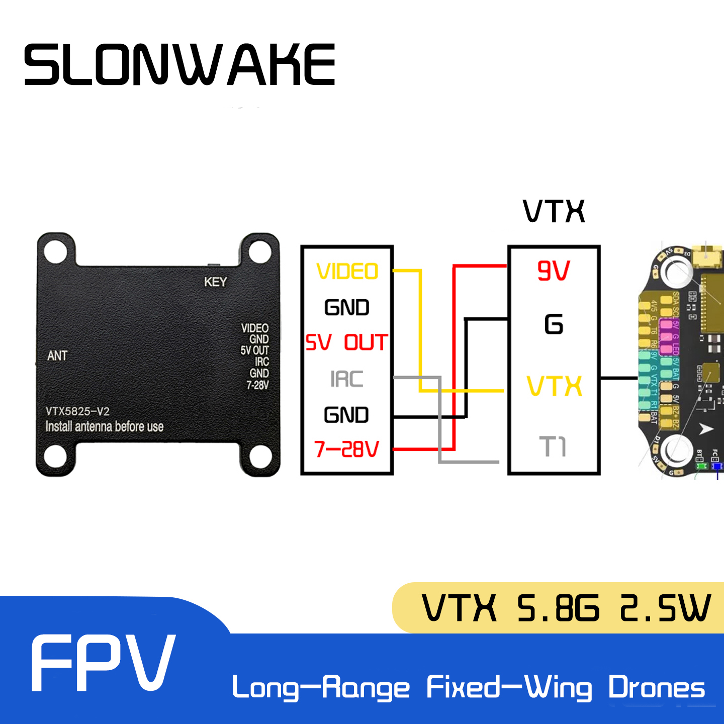 SLONWAKE 5.8G 48CH FPV Transmi - đánh giá và giá Drone Frame