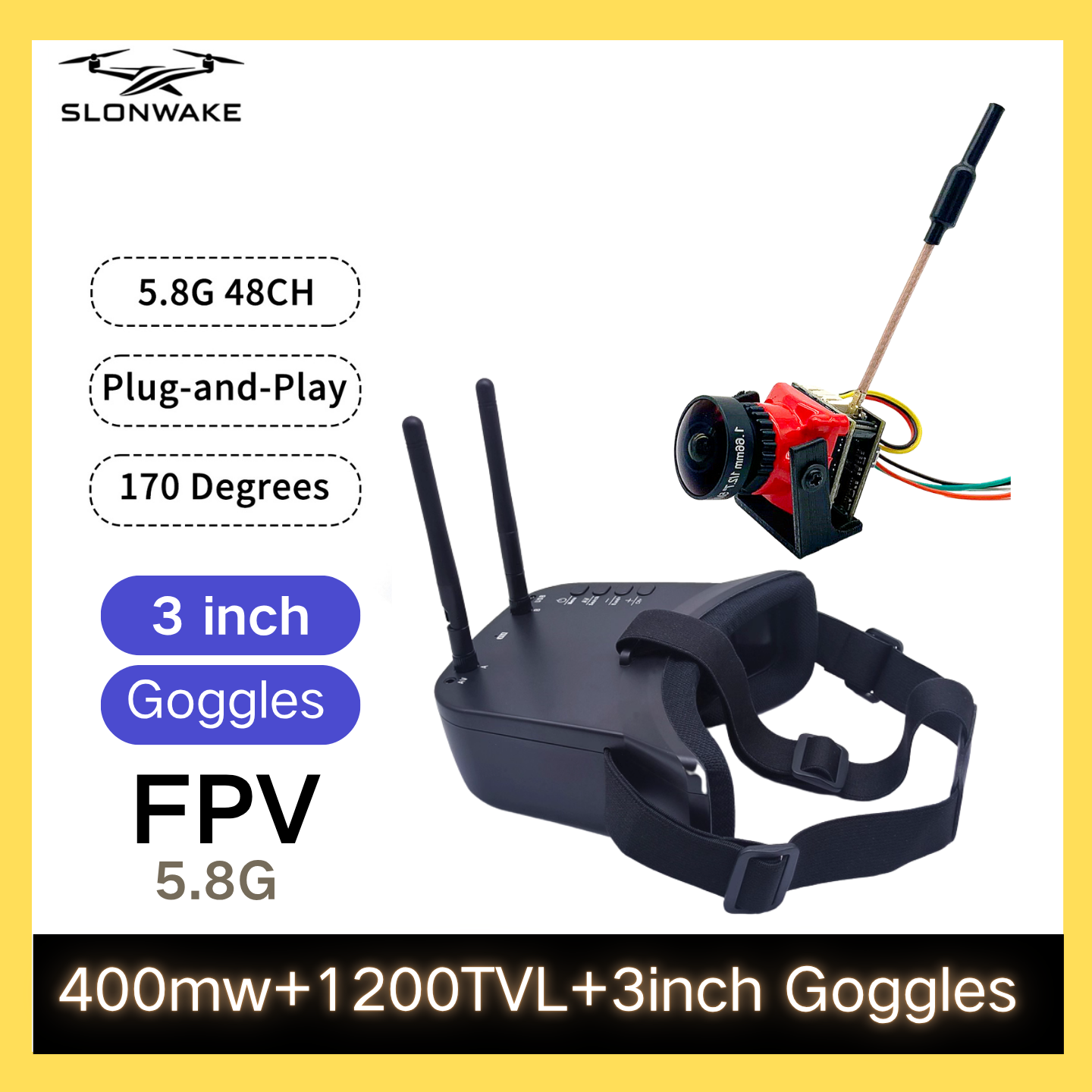 SLONWAKE 5.8G 48CH FPV 400mw V - đánh giá và giá Drone Receiver